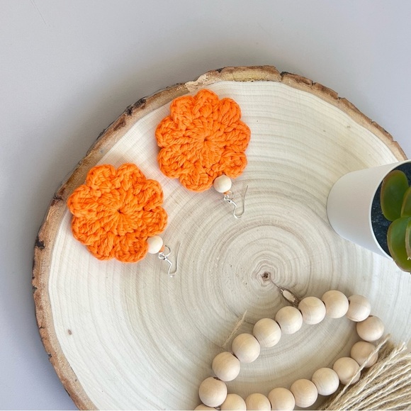 Crochet Beaded Fall Earrings - Picture 6 of 8